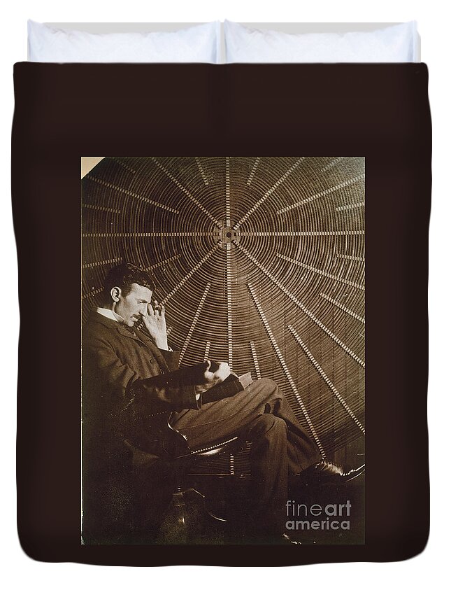 1895 Duvet Cover featuring the photograph Nikola Tesla by Granger