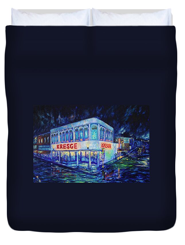 Sheboygan Duvet Cover featuring the painting No Left Turn by Daniel W Green