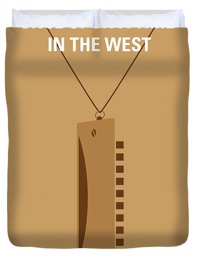 Once Upon A Time In The West Duvet Cover featuring the digital art No059 My once upon a time in the west minimal movie poster by Chungkong Art