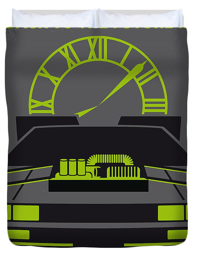 Back To The Future Duvet Cover featuring the digital art No183 My Back to the Future minimal movie poster-part III by Chungkong Art