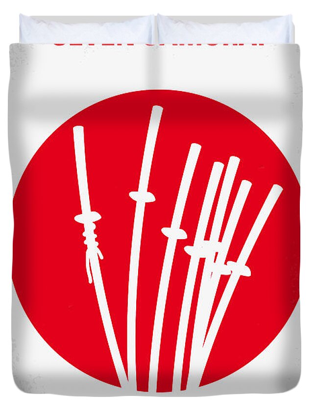The Seven Samurai Duvet Cover featuring the digital art No200 My The Seven Samurai minimal movie poster by Chungkong Art