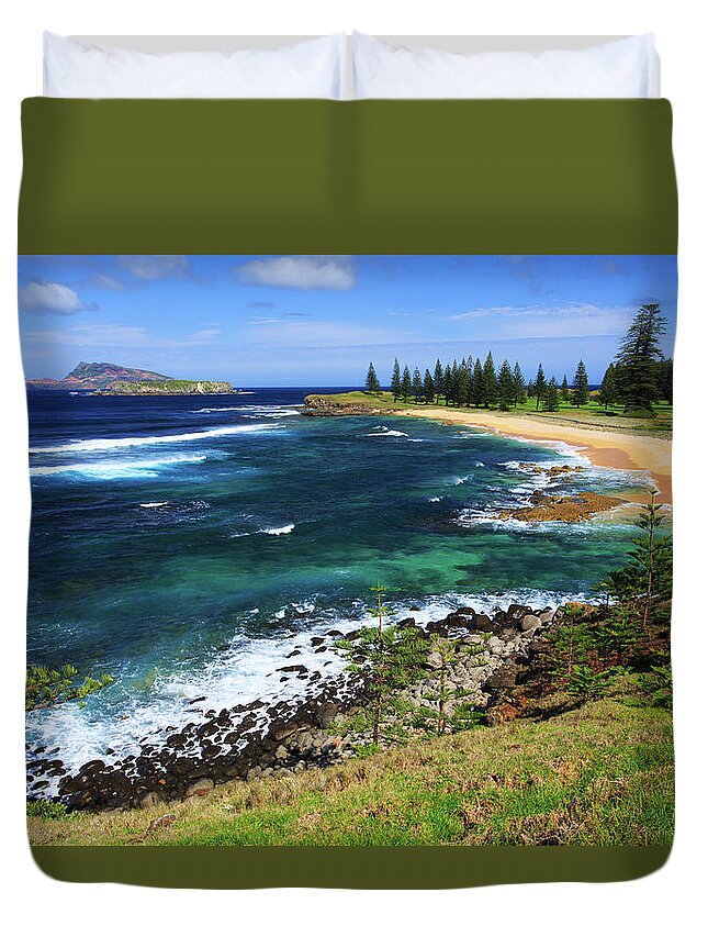 Scenics Duvet Cover featuring the photograph Norfolk Island by Steve Daggar Photography
