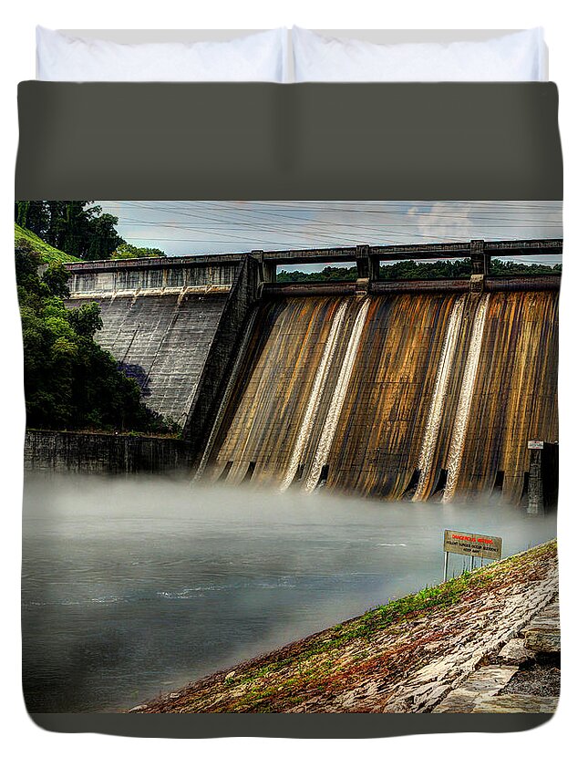 Water Duvet Cover featuring the photograph Norris Lake Dam by Michael Eingle