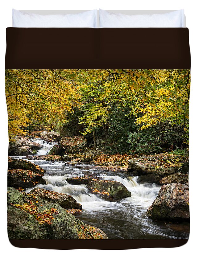 Highlands Duvet Cover featuring the photograph North Carolina Highlands NC Autumn River Gorge by Dave Allen