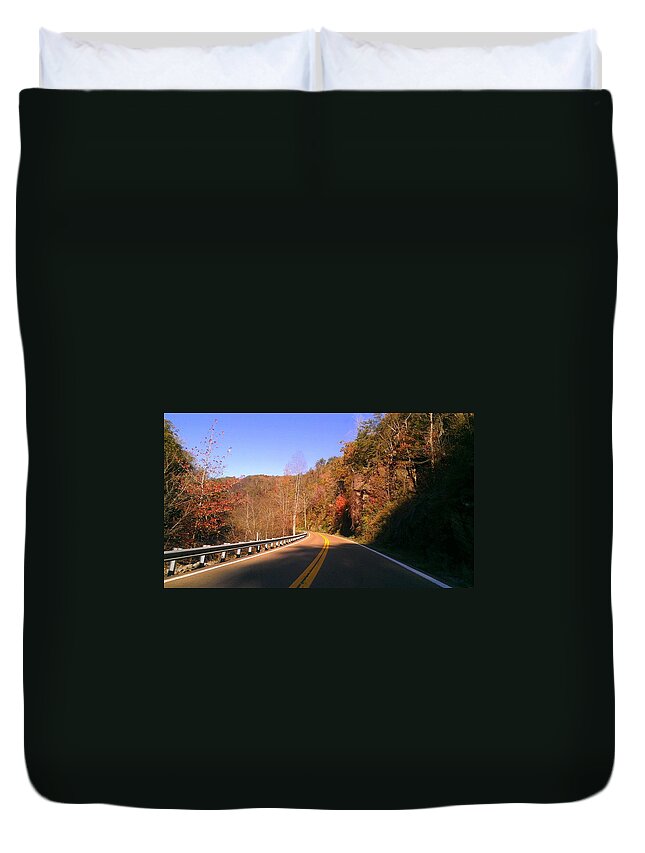 Road Duvet Cover featuring the photograph North Carolina Road 1 by Lew Davis