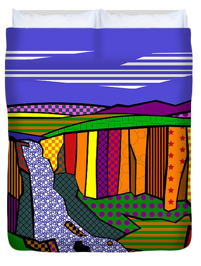 Colorado Duvet Cover featuring the digital art North Clear Creek Falls by Randall J Henrie