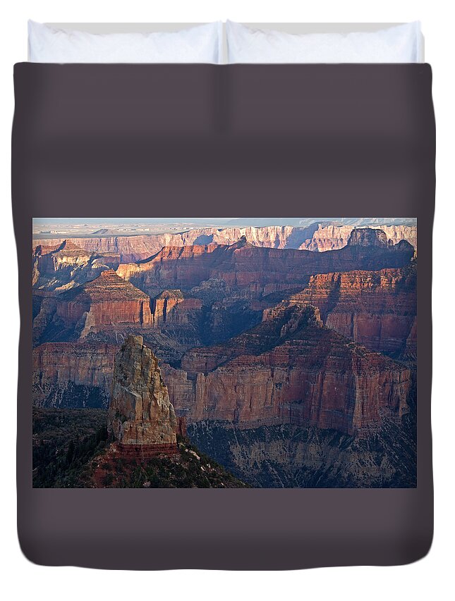 Grand Canyon Duvet Cover featuring the photograph North Rim Sunset by Angie Schutt