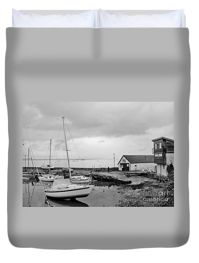 Cold Weather Duvet Cover featuring the photograph Northern spring marina by Elena Perelman