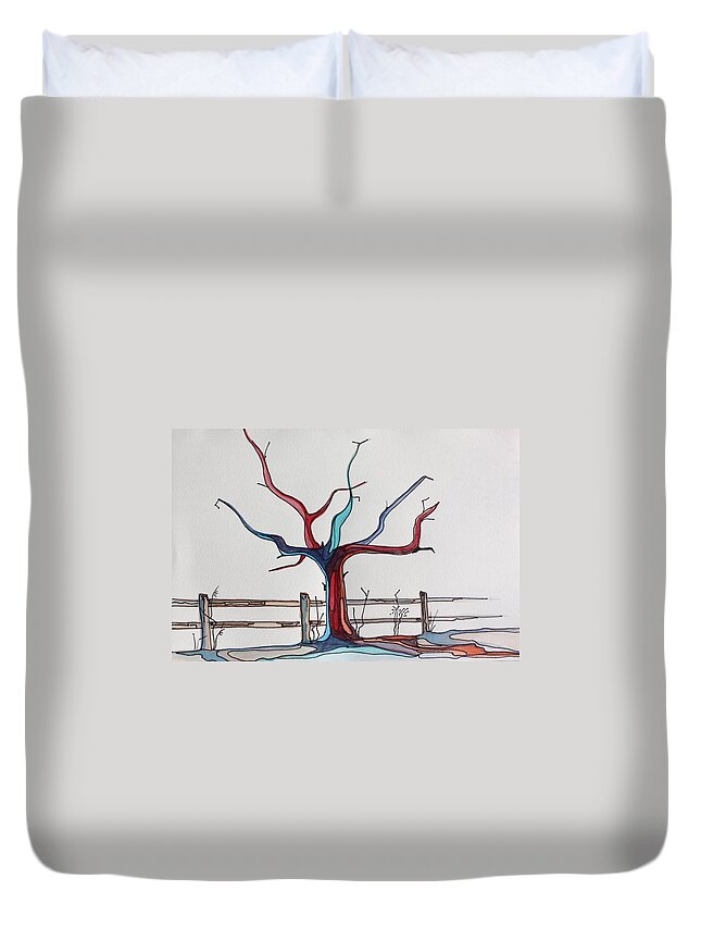 Tree Duvet Cover featuring the painting Roots by Pat Purdy