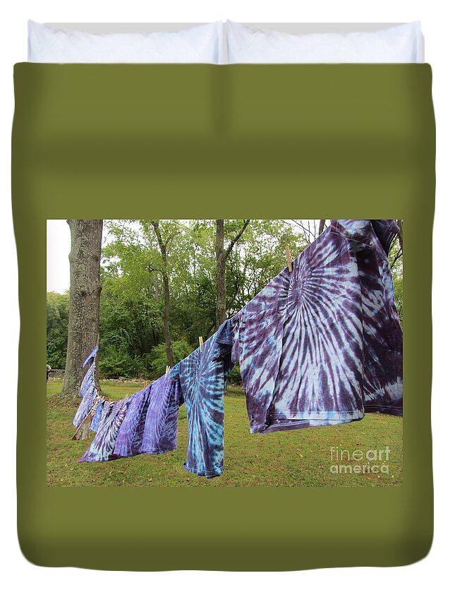 Shirt Duvet Cover featuring the photograph Not Fade Away - Spiral Dyes by Susan Carella