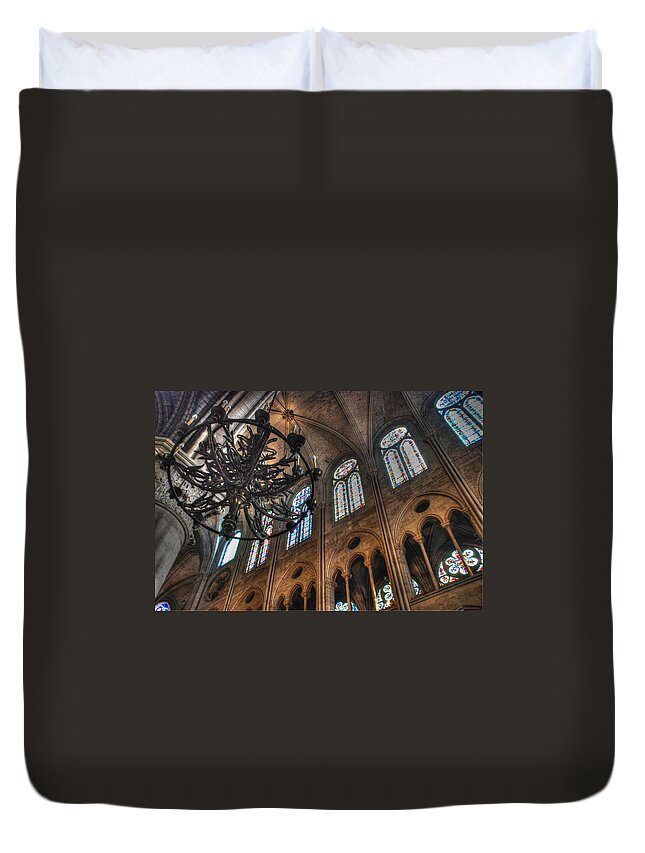 Notre Dame Duvet Cover featuring the photograph Notre Dame Interior by Jennifer Ancker