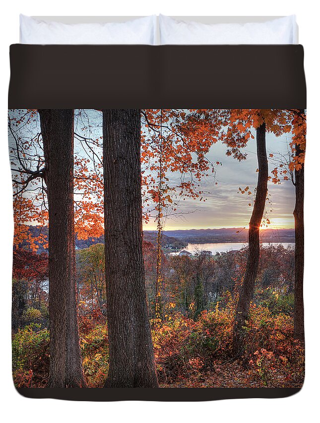 Lake White Duvet Cover featuring the photograph November Morning at the Lake by Jaki Miller