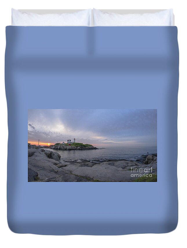 Lighthouse Duvet Cover featuring the photograph Nubble Lighthouse by Steven Ralser