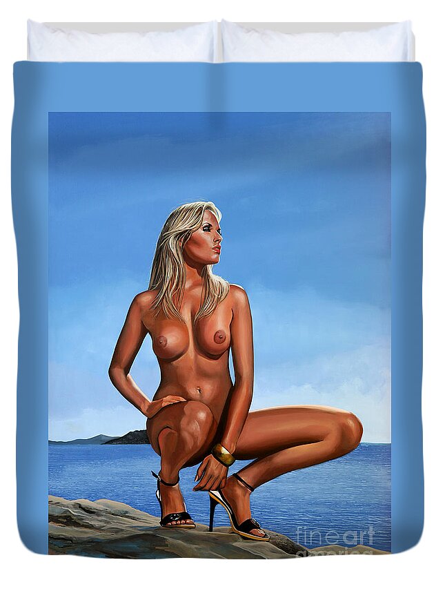 Paul Meijering Duvet Cover featuring the painting Nude Blond Beauty by Paul Meijering