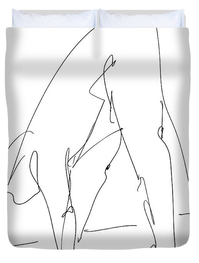 Male Duvet Cover featuring the drawing Nude Male Drawings 32 by Gordon Punt