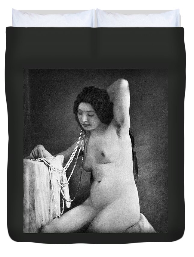 1850 Duvet Cover featuring the photograph NUDE POSING, c1850 by Granger