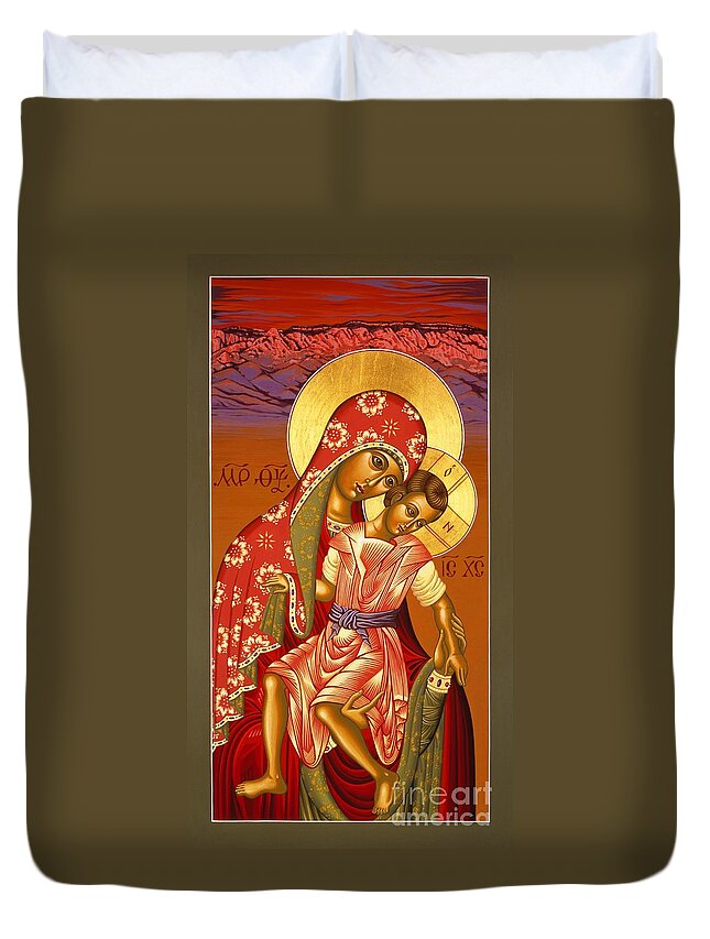 Mother Of God Duvet Cover featuring the painting Nuestra Senora de las Sandias 008 by William Hart McNichols