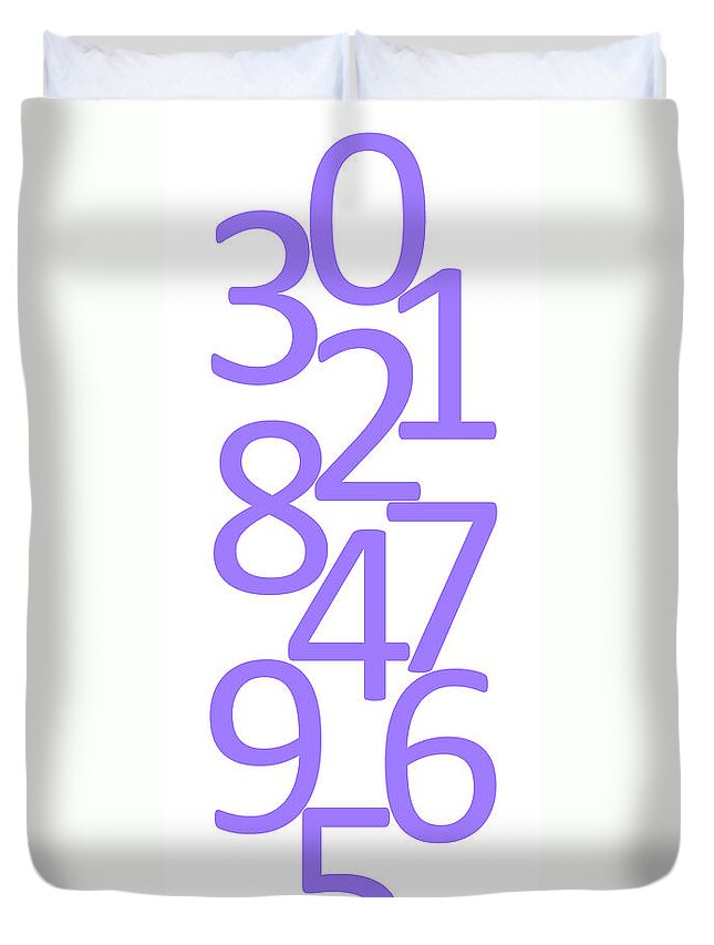 Numbers Duvet Cover featuring the digital art Numbers in Purple by Jackie Farnsworth