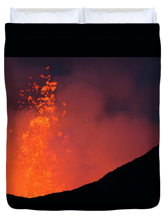 Geology Duvet Cover featuring the photograph Nyamulagira Volcano Eruption by Richard Collins