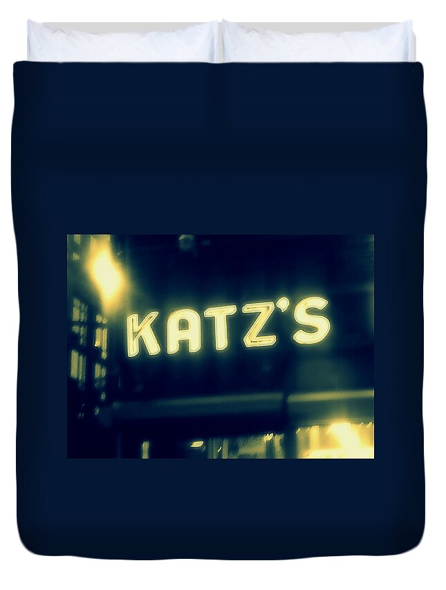 Nyc Duvet Cover featuring the photograph NYC's Famous Katz's Deli by Paulo Guimaraes