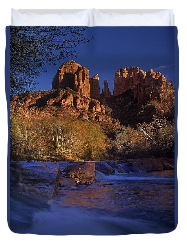 North America Duvet Cover featuring the photograph Oak Creek Crossing Sedona Arizona by Dave Welling