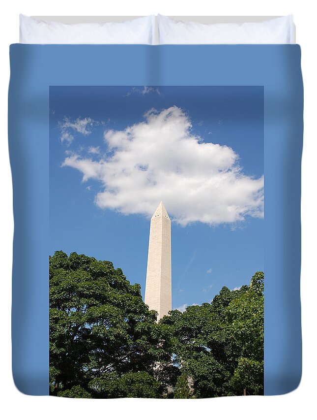 Washington Duvet Cover featuring the photograph Obelisk Rises Into the Clouds by Kenny Glover