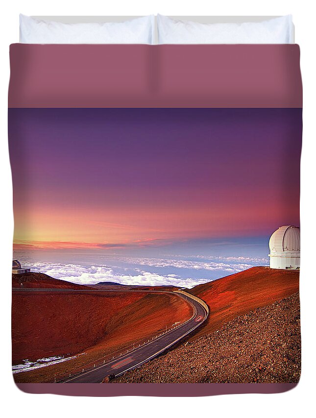 Scenics Duvet Cover featuring the photograph Observatory On Mountain Ridge by Christopher Chan