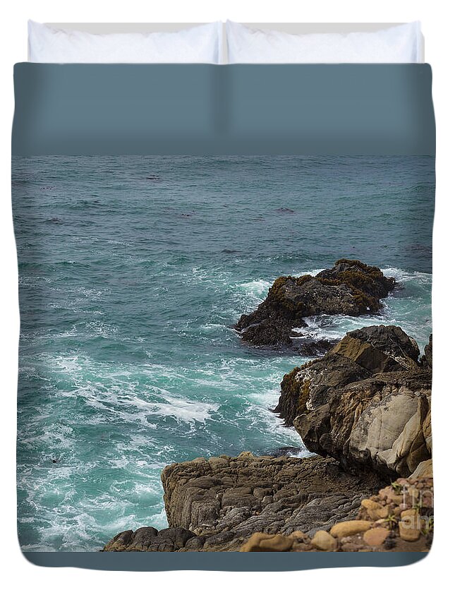 Ocean Duvet Cover featuring the photograph Ocean Below by Suzanne Luft