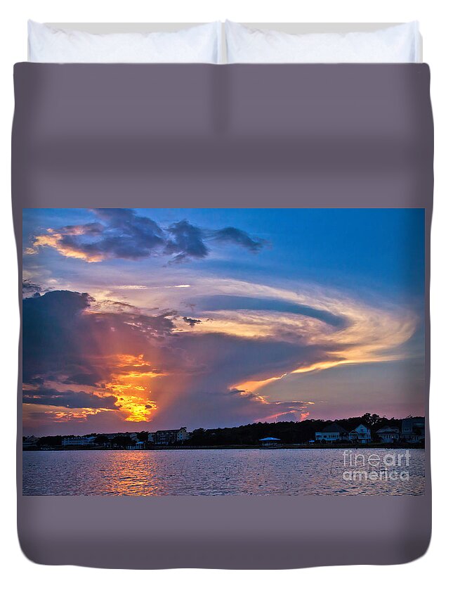 Ocean Isle Duvet Cover featuring the photograph Ocean Isle Sunset by Jemmy Archer