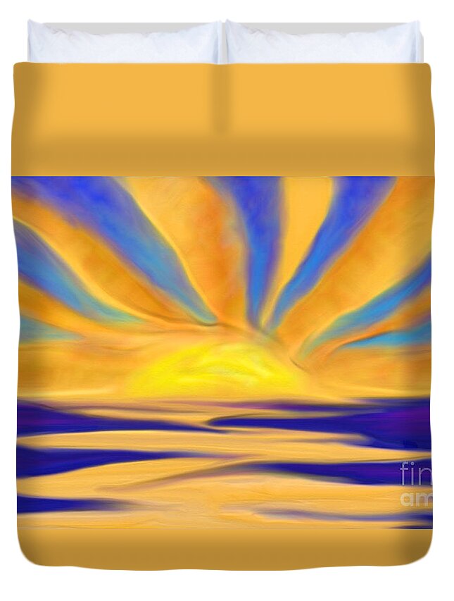 Bright Duvet Cover featuring the painting Ocean Sunrise by Anita Lewis