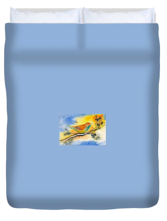 Bird Duvet Cover featuring the painting October Fourth by Anne Duke