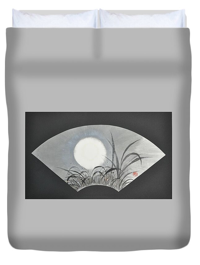 Japanese Duvet Cover featuring the painting October Moonviewing by Terri Harris