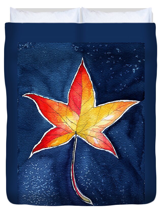 Red Duvet Cover featuring the painting October Night by Katherine Miller