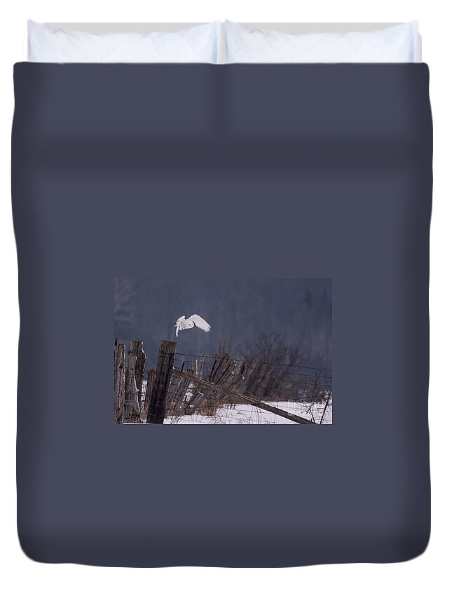 Field Duvet Cover featuring the photograph Off to Hunt by Cheryl Baxter