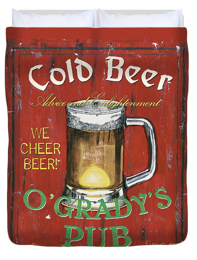 Pub Duvet Cover featuring the painting O'Grady's Pub by Debbie DeWitt