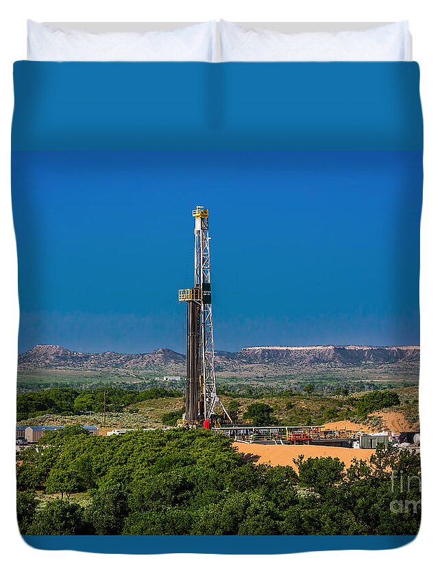 Oil Rig Duvet Cover featuring the photograph R115 by Cooper Ross