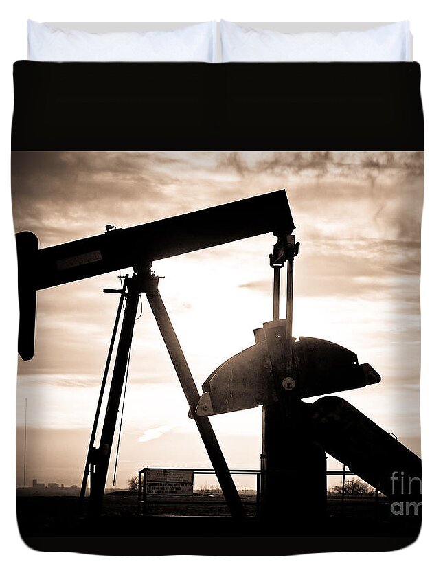Oil Duvet Cover featuring the photograph Oil Well Pump by James BO Insogna