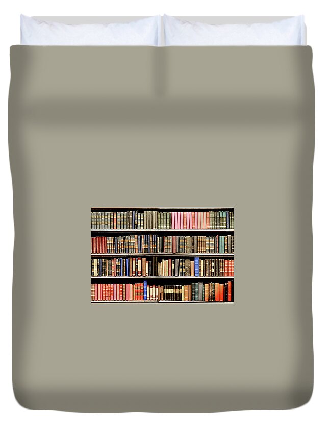 Paperback Duvet Cover featuring the photograph Old Books In A Library by Luoman
