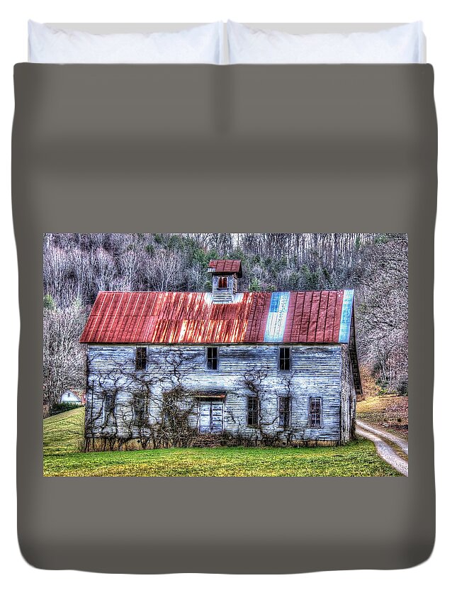Hdr Duvet Cover featuring the photograph Old Country Schoolhouse by Tom Culver