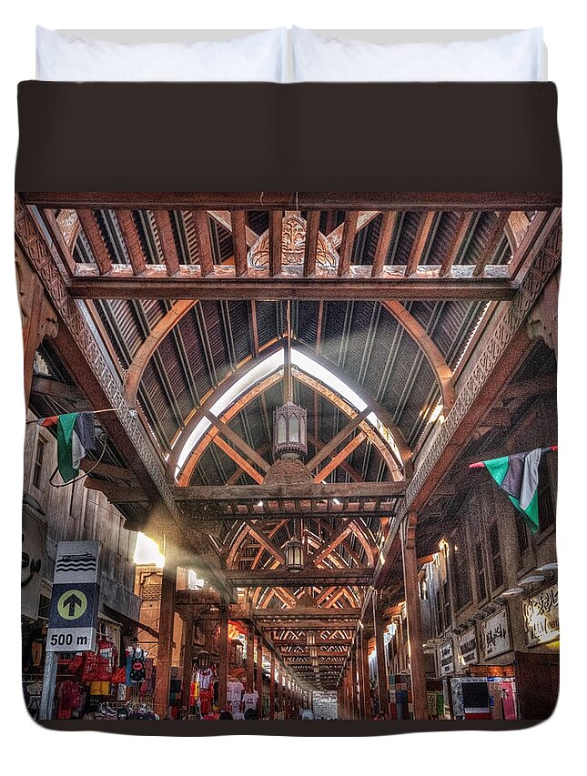 Market Duvet Cover featuring the photograph Old Dubai Market by John Swartz