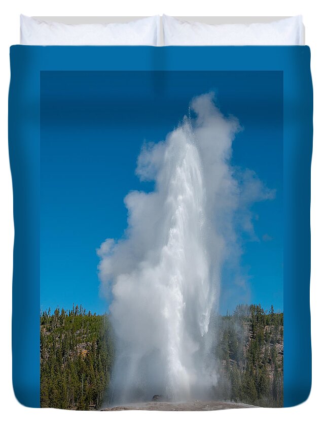 Wyoming Duvet Cover featuring the photograph Old Faithful by Brenda Jacobs