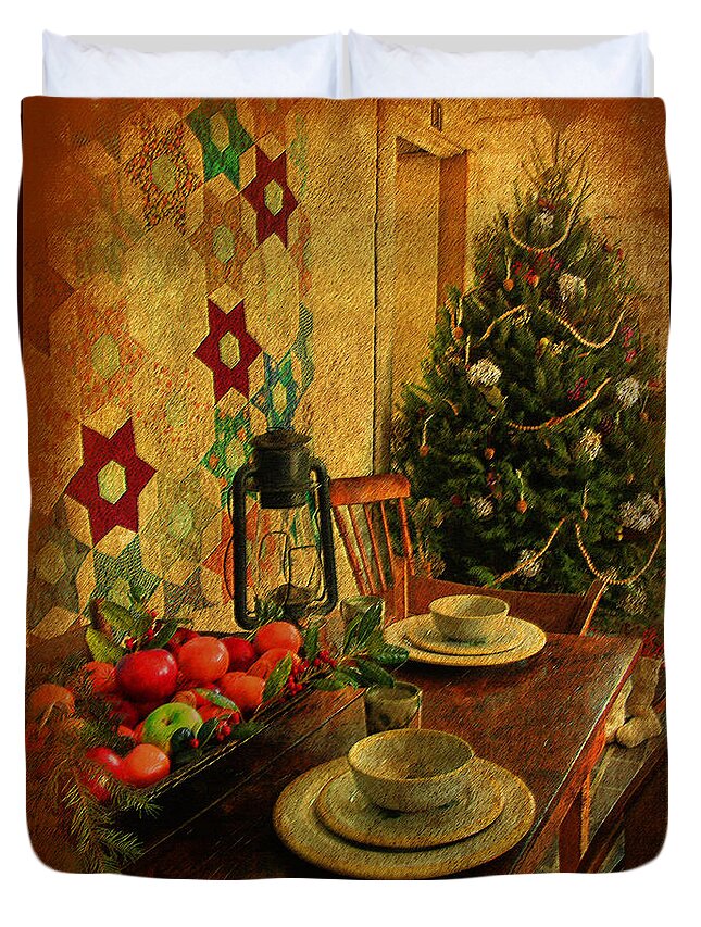 Textures Duvet Cover featuring the photograph Old Fashion Christmas At Atalaya by Kathy Baccari