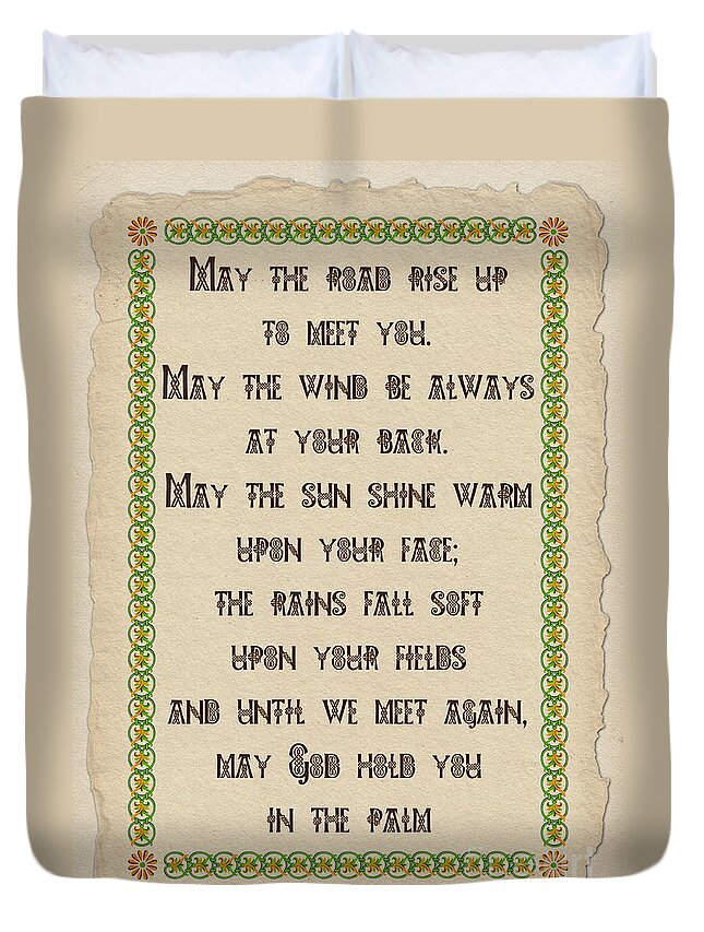 Blessing Duvet Cover featuring the digital art Old Irish Blessing by Olga Hamilton