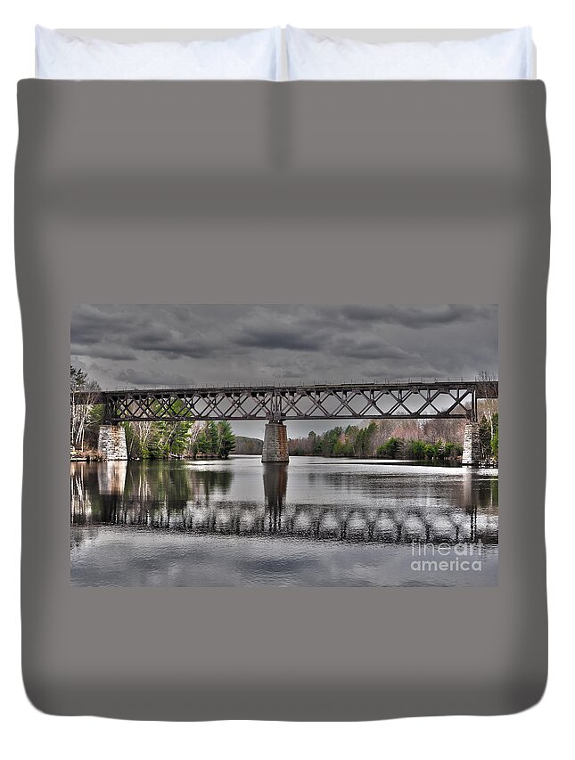 Old Bridge Duvet Cover featuring the photograph Old Menominee Bridge by Gwen Gibson