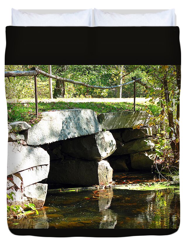 Bridge Duvet Cover featuring the photograph Old Stone Bridge by Barbara McDevitt