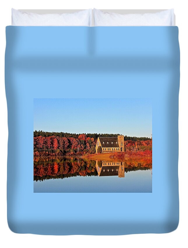 Old Stone Church Duvet Cover featuring the photograph Old Stone Church by Michael Saunders