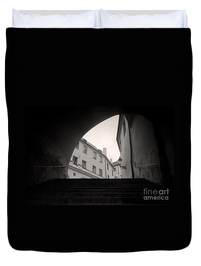 Architecture Duvet Cover featuring the photograph Old streets in Prague by Michal Bednarek
