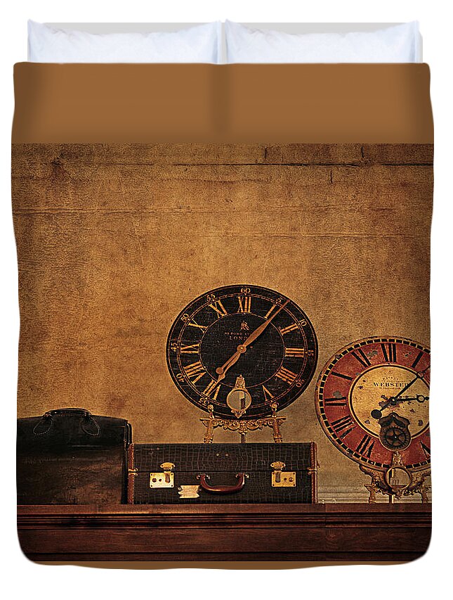 Luggage Duvet Cover featuring the photograph Old Times by Maria Angelica Maira
