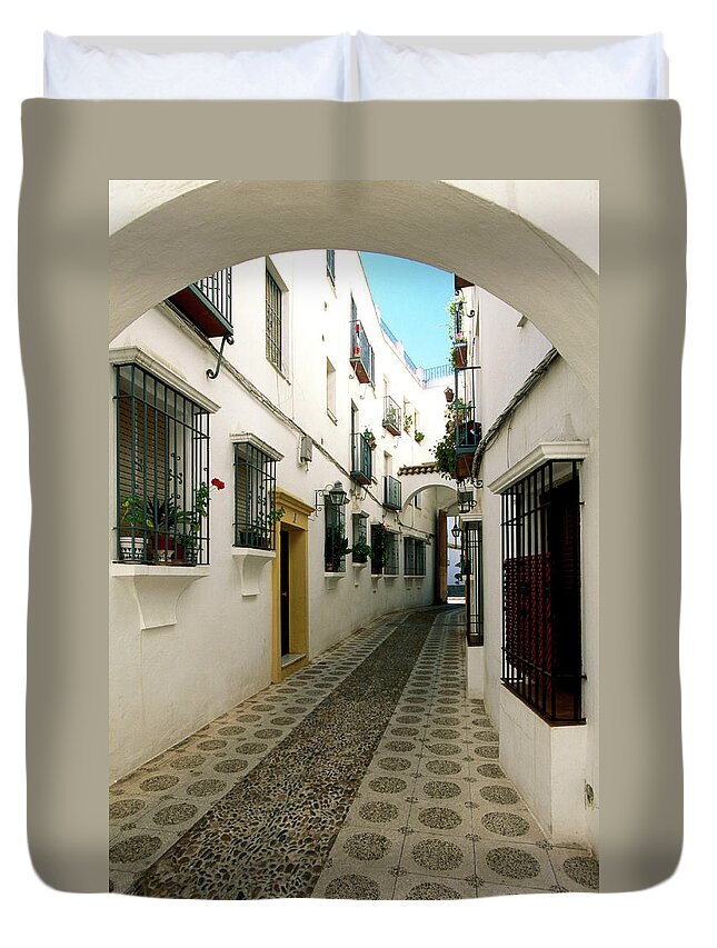 Town Duvet Cover featuring the photograph Old Town Street by John Elk