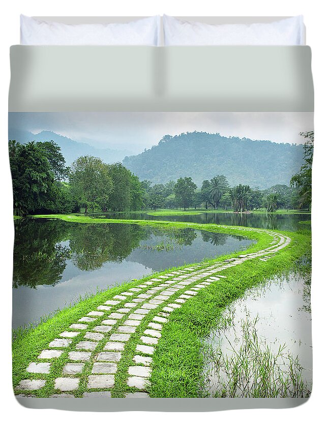 Tranquility Duvet Cover featuring the photograph Oldest Garden Malaysia by Simonlong